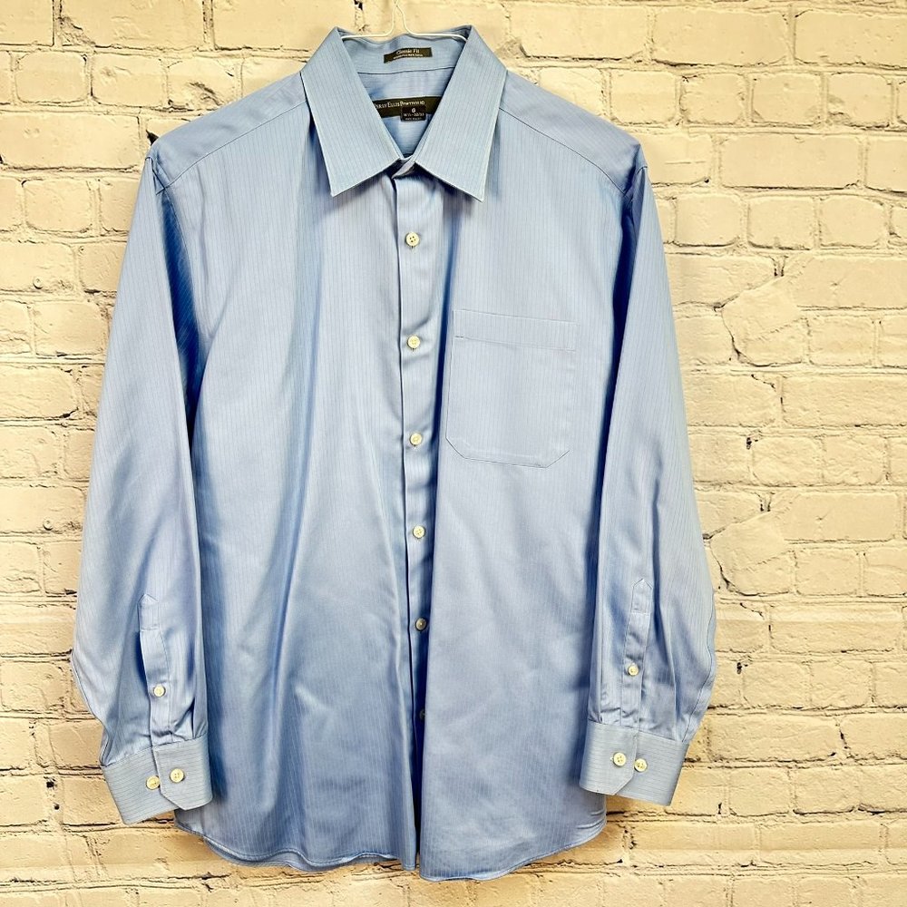 Perry Ellis Portfolio Classic Fit Wrinkle Free Dress Shirt, Sz 16.5 32/33, Blue